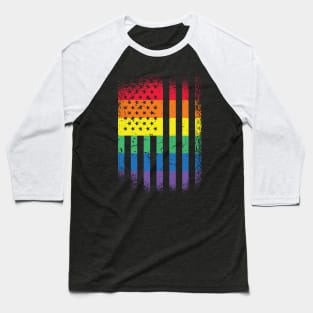 Pride American Flag Rainbow Flag Baseball T-Shirt